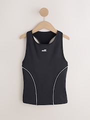 self. Black High Impact Reflective Piping Sports Bra - Image 1 of 3