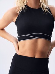 self. Black High Impact Contrast Detail Sports Bra - Image 1 of 3