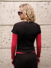 self. Chocolate Brown Fitted Rib T-Shirt - Image 3 of 5