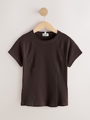 self. Chocolate Brown Fitted Rib T-Shirt - Image 6 of 8