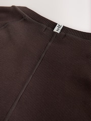 self. Chocolate Brown Fitted Rib T-Shirt - Image 7 of 8