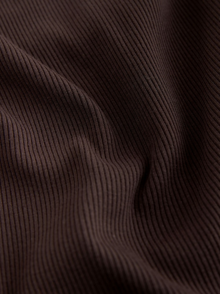 self. Chocolate Brown Fitted Rib T-Shirt - Image 8 of 8 self. Chocolate Brown Fitted Rib T-Shirt - Image 8 of 8