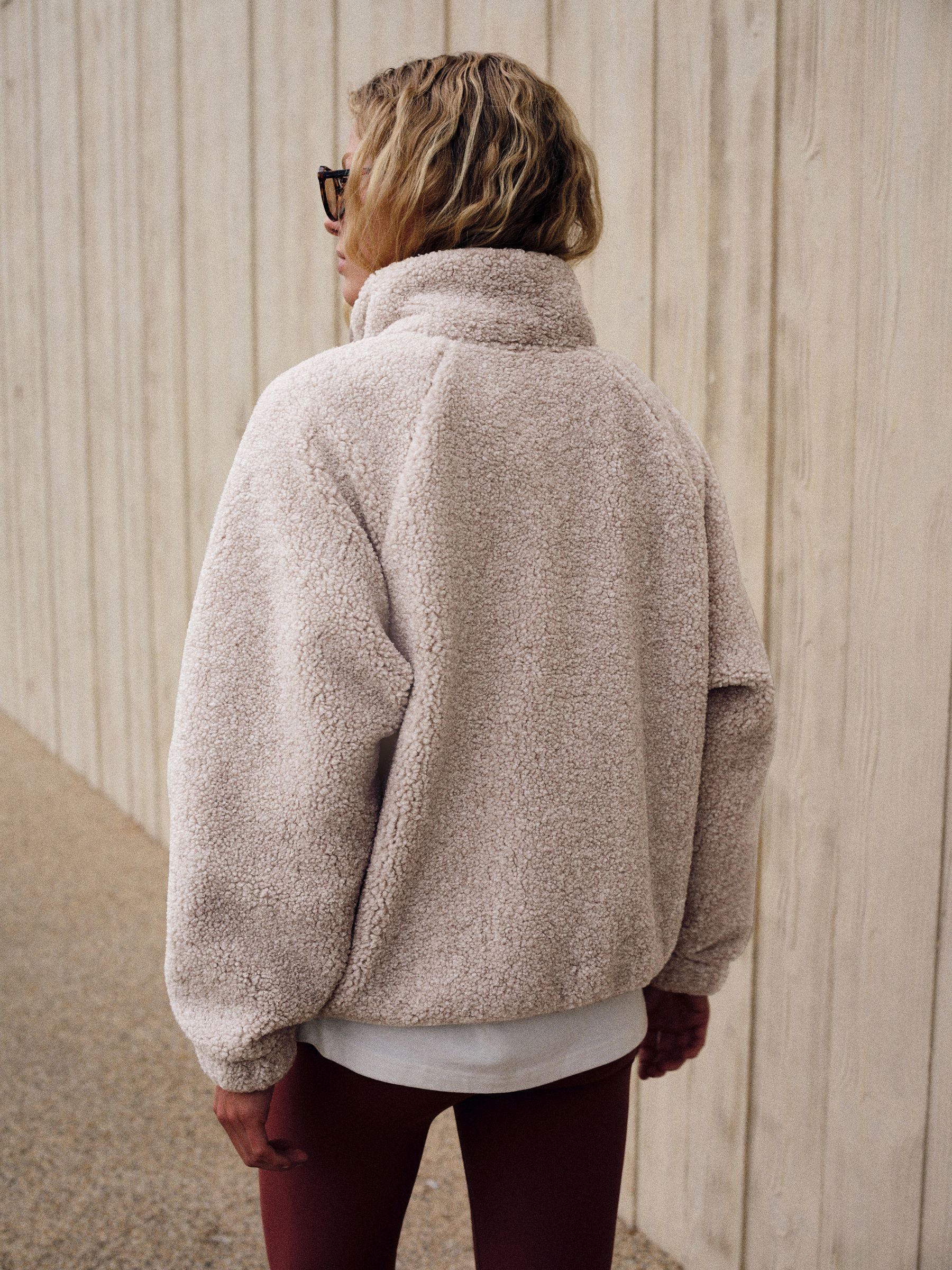 Buy self. Oatmeal Borg Popper Neck Jumper from Next USA