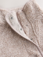 self. Oatmeal Borg Popper Neck Jumper - Image 7 of 8