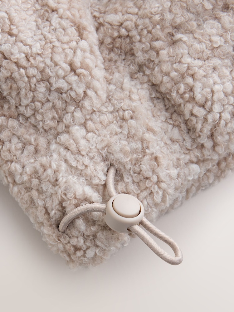 self. Oatmeal Borg Popper Neck Jumper - Image 8 of 8