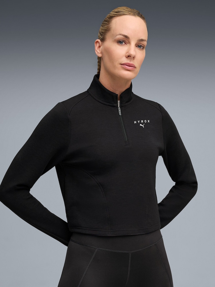 Puma Black X Hyrox Cloudspun 1/4 Zip Sweat Top - Image 1 of 7