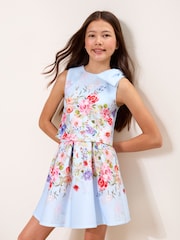 Lipsy Blue Scuba Floral Occasion Set 2 Piece (5-16yrs) - Image 1 of 5