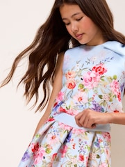 Lipsy Blue Scuba Floral Occasion Set 2 Piece (5-16yrs) - Image 4 of 5