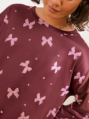 Friends Like These Burgundy Bow Long Sleeve Jogger Pyjamas - Image 5 of 5