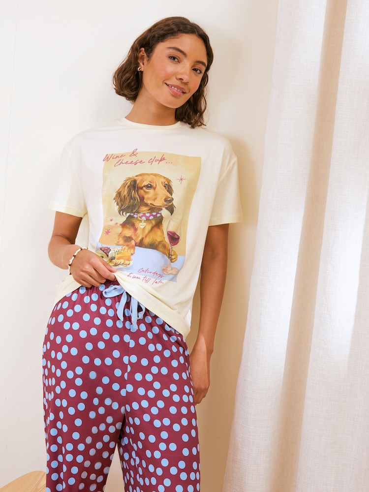 Friends Like These Berry Biscuit the Sausage Dog Short Sleeve Balloon Trouser Pyjamas - Image 5 of 5 Friends Like These Berry Biscuit the Sausage Dog Short Sleeve Balloon Trouser Pyjamas - Image 5 of 5