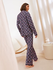 Friends Like These Navy Cherry Bow Long Sleeve Pyjamas - Image 4 of 5