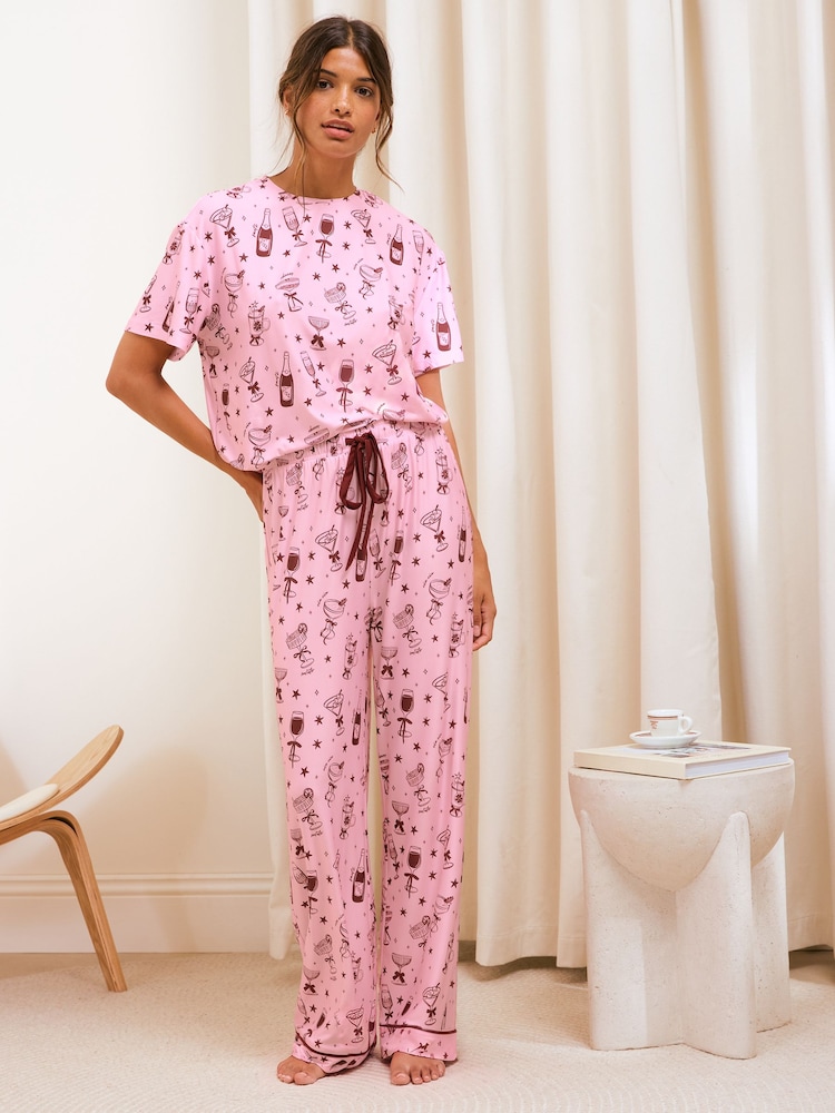 Friends Like These Pink Cheers Short Sleeve Pyjamas - Image 1 of 5 Friends Like These Pink Cheers Short Sleeve Pyjamas - Image 1 of 5