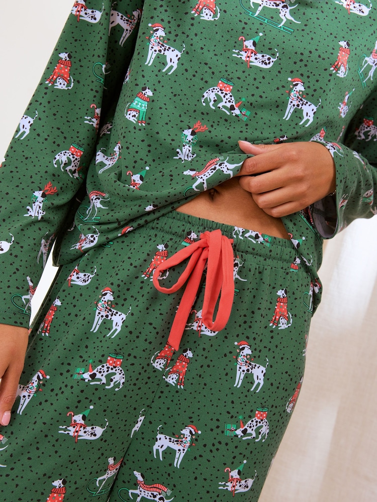 Friends Like These Green Dotty Dalmation Long Sleeve Pyjamas - Image 1 of 5 Friends Like These Green Dotty Dalmation Long Sleeve Pyjamas - Image 1 of 5