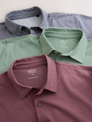 Pink/Sage Green/Purple Geo Printed Motionflex Short Sleeve Jersey Polo Shirts 3 Pack - Image 5 of 6