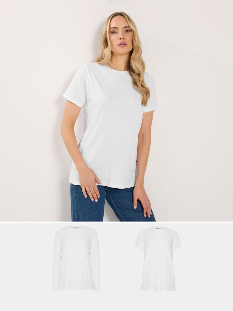 Blanco - Long Tall Sally Long Sleeve & Short Sleeve Ribbed T-Shirts 2 Pack - Imagen 1 de 7 Blanco - Long Tall Sally Long Sleeve & Short Sleeve Ribbed T-Shirts 2 Pack - Imagen 1 de 7