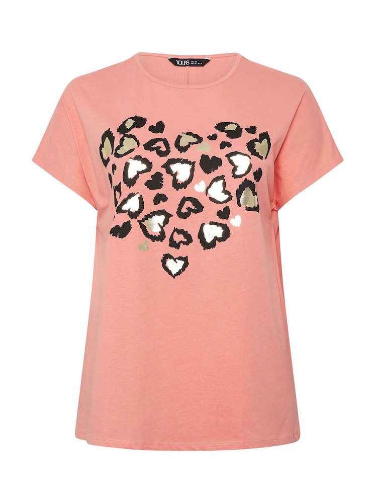 Yours Curve Orange Heart Print Top - Image 5 of 5