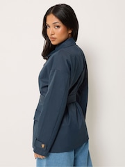 PixieGirl Petite Blue Belted Midi Trench Coat - Image 3 of 7