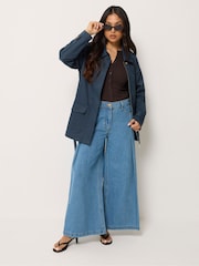 PixieGirl Petite Blue Belted Midi Trench Coat - Image 4 of 7