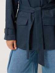 PixieGirl Petite Blue Belted Midi Trench Coat - Image 5 of 7