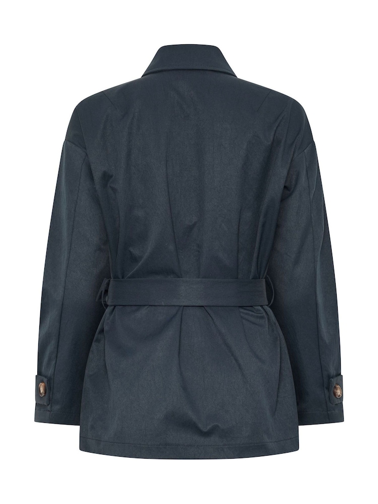 PixieGirl Petite Blue Belted Midi Trench Coat - Image 7 of 7 PixieGirl Petite Blue Belted Midi Trench Coat - Image 7 of 7