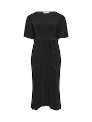 Yours Curve Black London Ruffle Hem Wrap Dress - Image 5 of 5