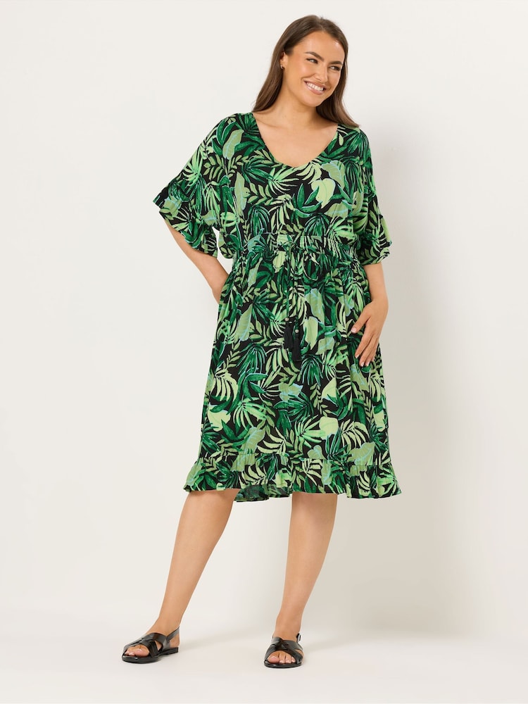 Yours Curve Green Mini Crinkle Beach Coverup - Image 2 of 6
