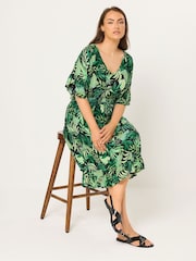 Yours Curve Green Mini Crinkle Beach Coverup - Image 3 of 6