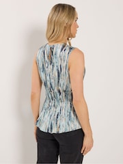 Long Tall Sally Blue Abstract Satin Pleated Vest - Image 2 of 5
