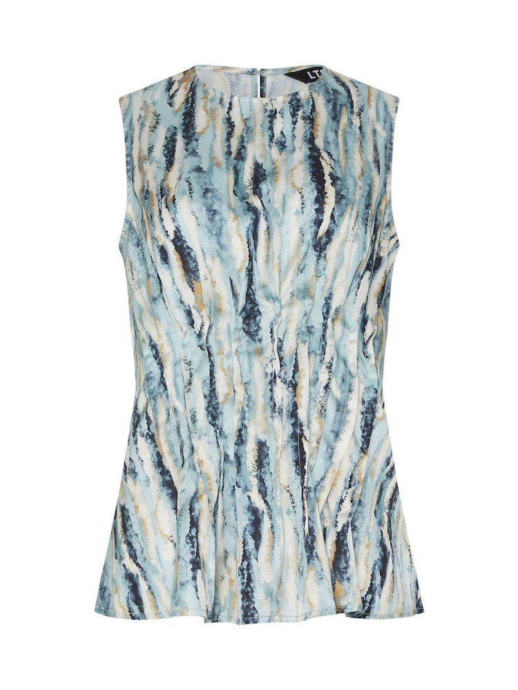 Long Tall Sally Blue Abstract Satin Pleated Vest - Image 5 of 5