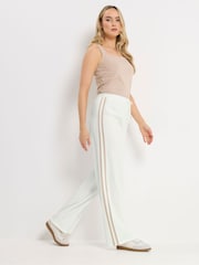 Long Tall Sally Cream Side Stripe Wide Leg Trousers - Image 2 of 6