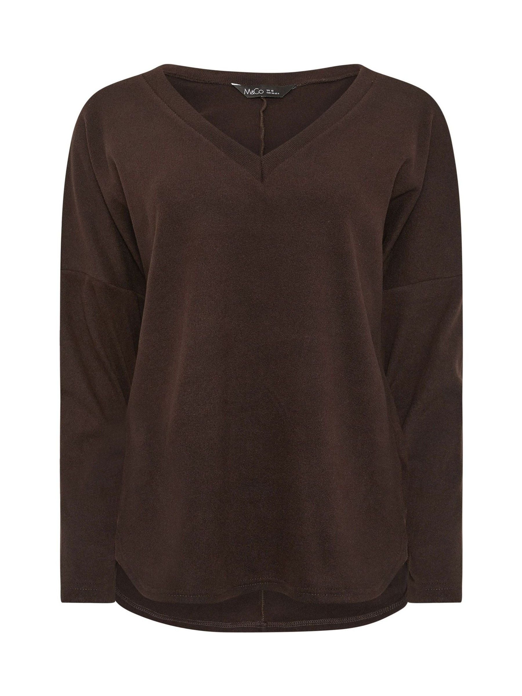 Buy M&Co Brown Long Sleeve V-Neck Top from the Next UK online shop