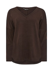 M&Co Brown Long Sleeve V-Neck Top - Image 5 of 5