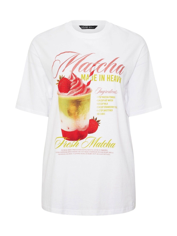 Yours Curve White Limited Matcha Made In Heaven Longline T-Shirt - Image 5 of 5