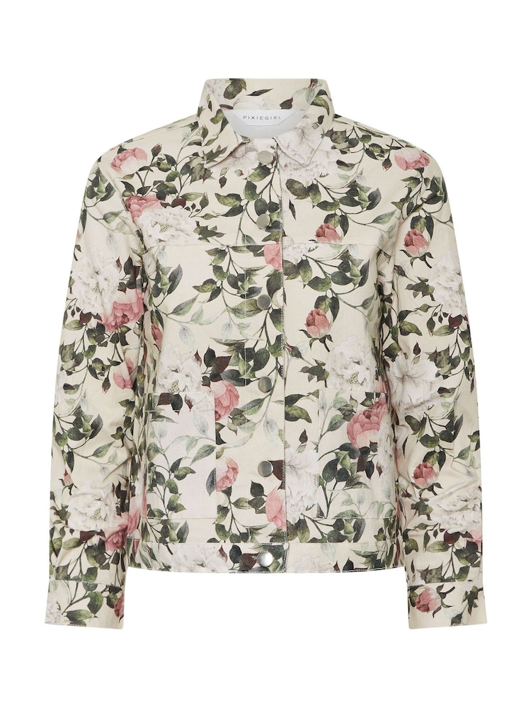 PixieGirl Petite White Floral Stretch Denim Wide Leg Joggers - Image 5 of 5 PixieGirl Petite White Floral Stretch Denim Wide Leg Joggers - Image 5 of 5