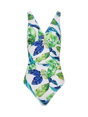 Long Tall Sally White Palm Leaf Twist Back Swimsuit - Image 6 of 7