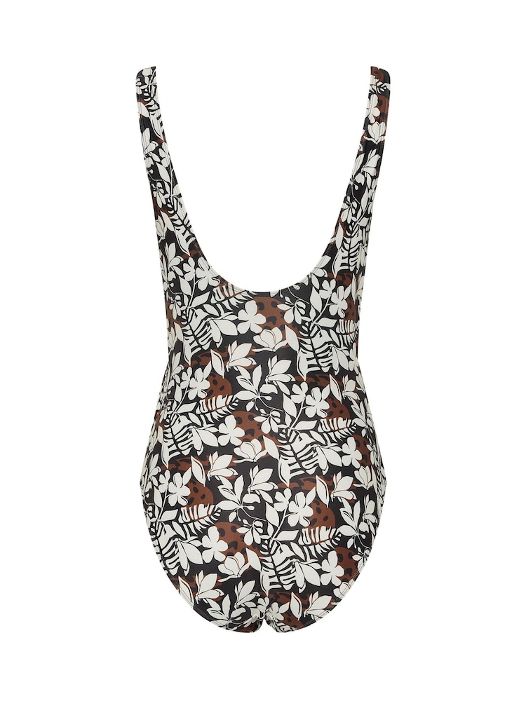 Long Tall Sally Black Palm Patchwork Swimsuit - Image 7 of 7