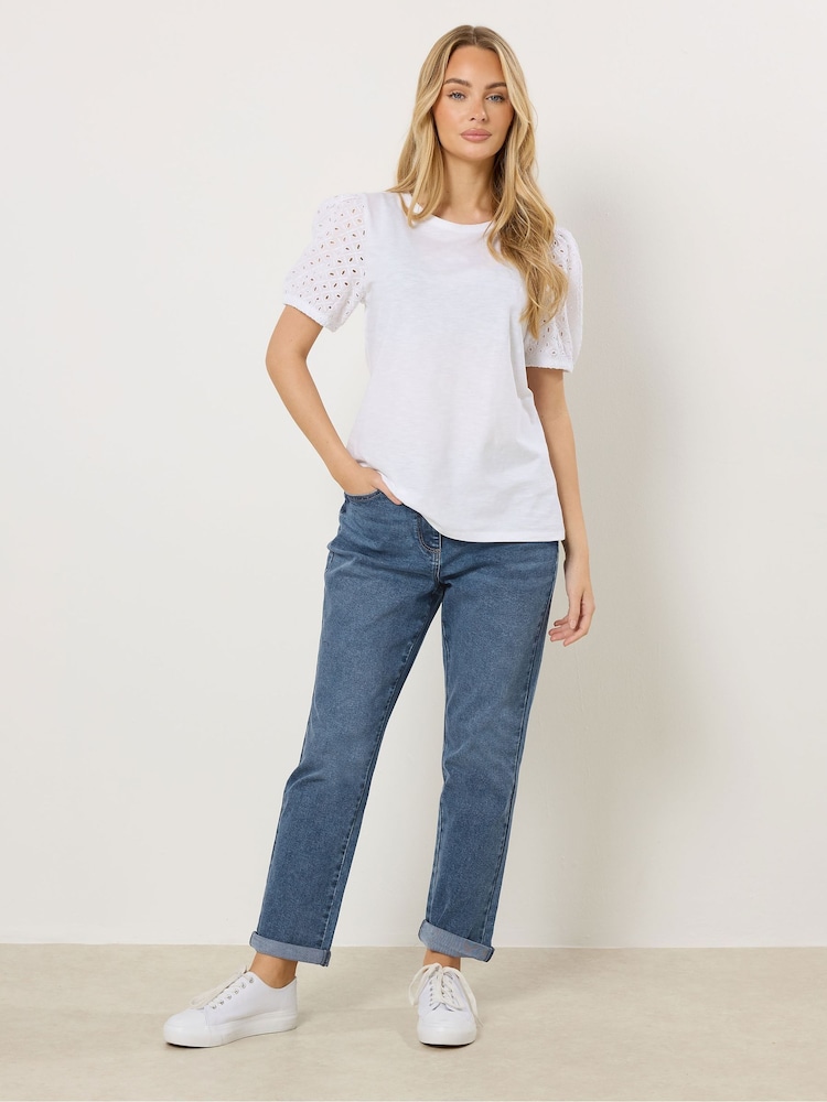 M&Co Blue Petite Midwash Boyfriend Jeans - Image 2 of 4