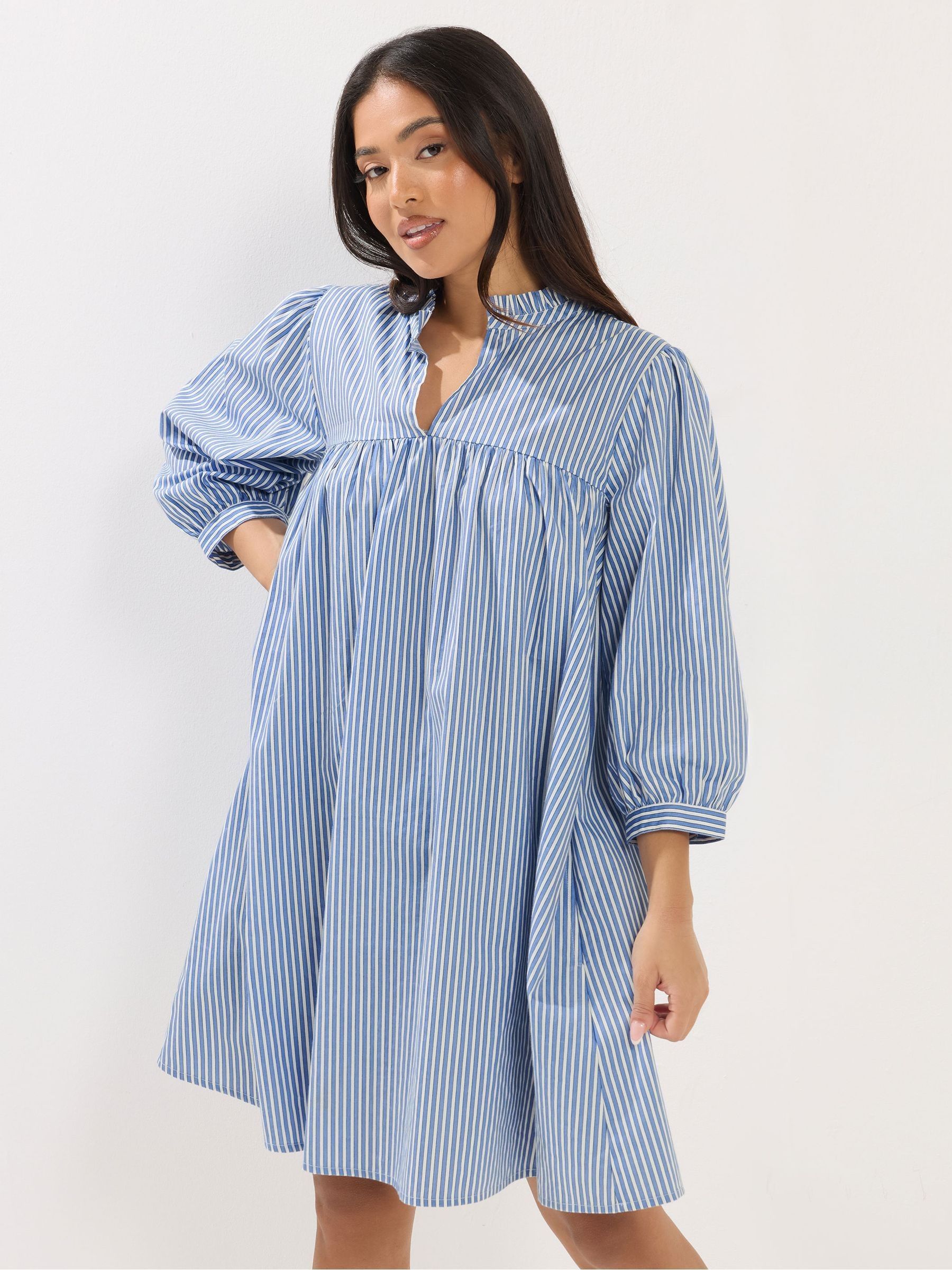 Pixiegirl Petite Women's Blue Striped Smock Dress - Image 1
