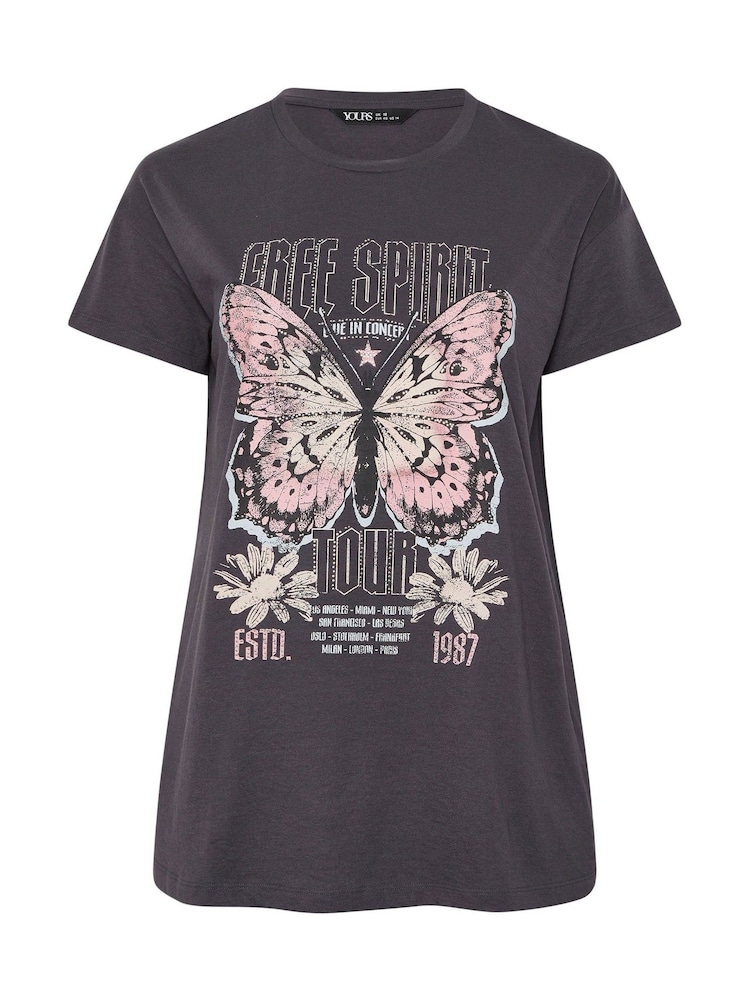 Yours Curve Grey Placement Core T-Shirt - Image 5 of 5