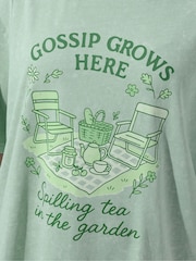 Yours Curve Green Limited Acid Wash Gossip T-Shirt - Image 4 of 5
