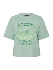 Yours Curve Green Limited Acid Wash Gossip T-Shirt - Image 5 of 5
