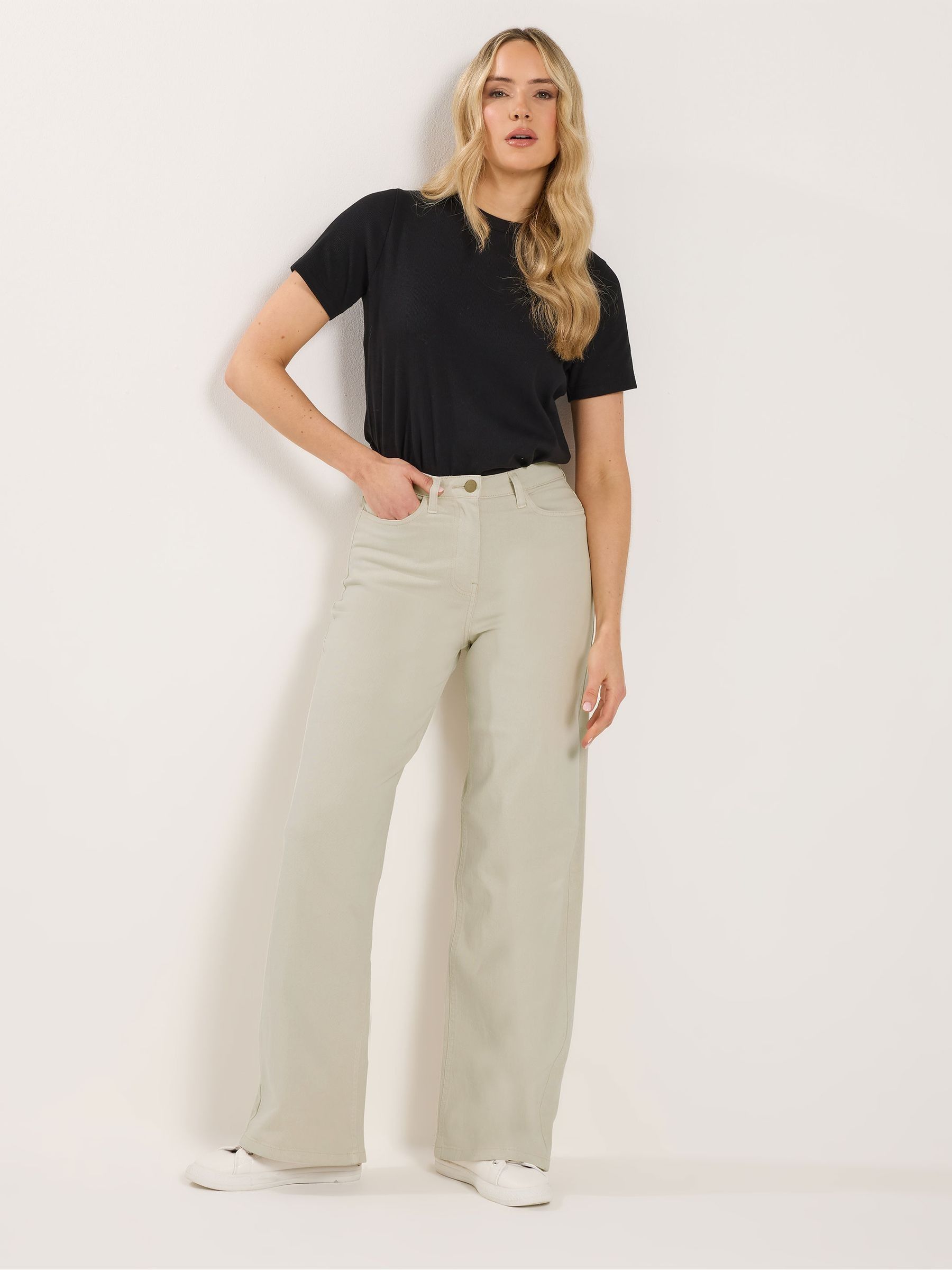 Long Tall Sally Women's Cream Tall Wide Leg Jeans In 24XL - Image 2