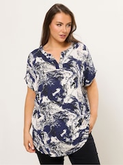 Azul - Yours Curve Textured Notch Neck Top - Imagen 1 de 4
