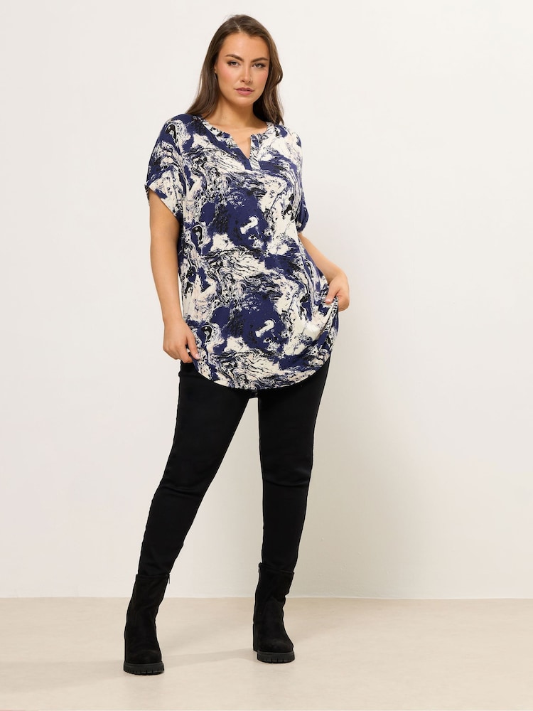 Azul - Yours Curve Textured Notch Neck Top - Imagen 2 de 4