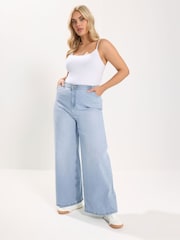 Albastru decolorat - Blugi largi mărimi mari Yours Curve - Imaginea 2 din 5