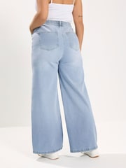 Albastru decolorat - Blugi largi mărimi mari Yours Curve - Imaginea 3 din 5