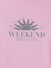 Yours Curve Pink Weekend Dreaming Short Sleeve Wide Leg Pyjamas Set - Image 4 of 4