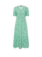 M&Co Green Petite Ditsy Puff Sleeve Dress - Image 1 of 1