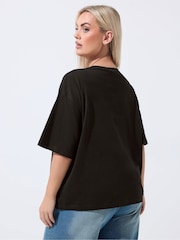 Yours Curve Black Limited T-Shirt With Shell Buttons - Image 3 of 4