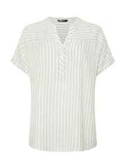 Yours Curve White Striped Notch Neck Top - Image 5 of 5